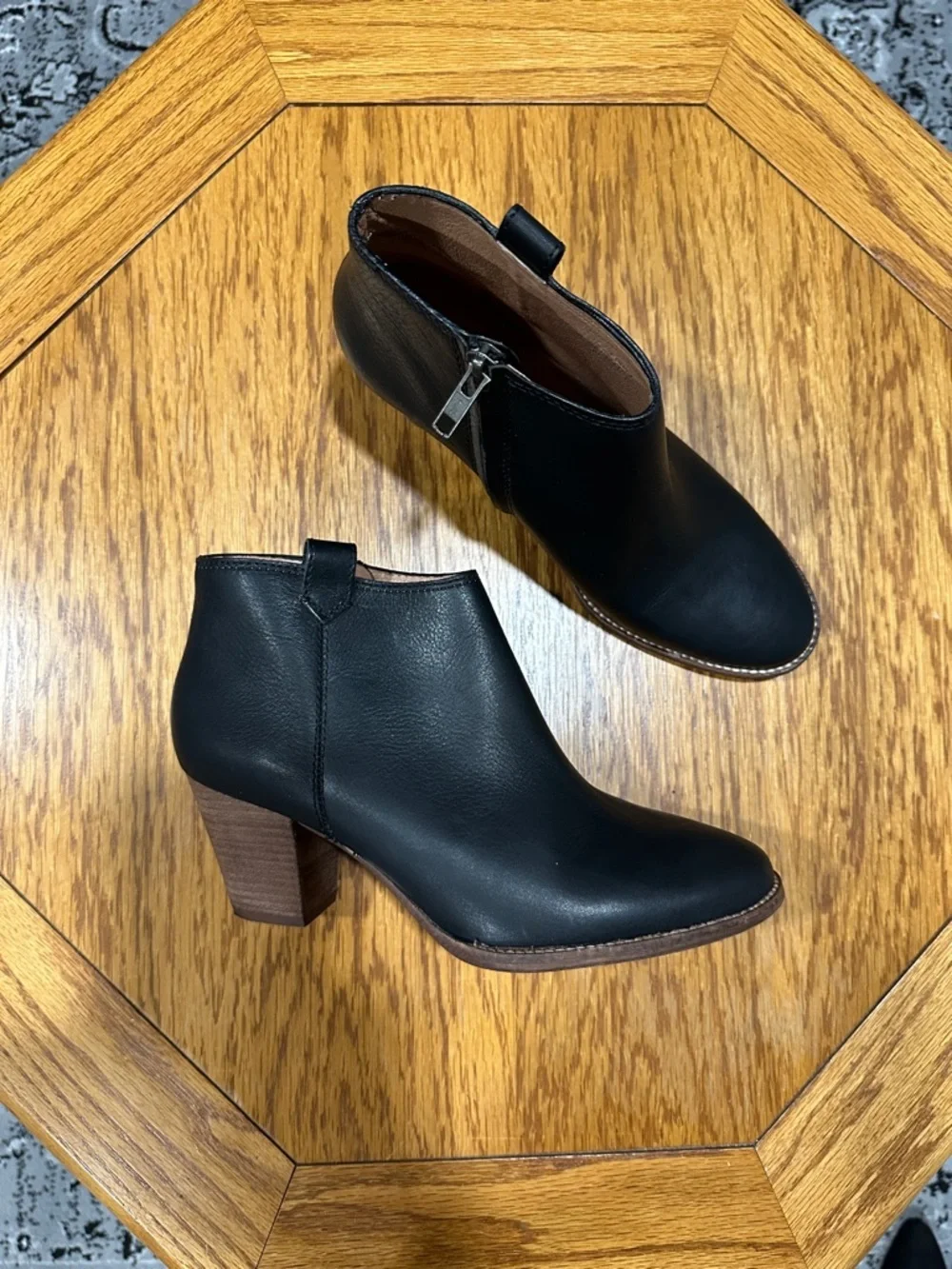 *MADEWELL* Black x Tan Leather Block Heel Ankle Billie Boots Size 8